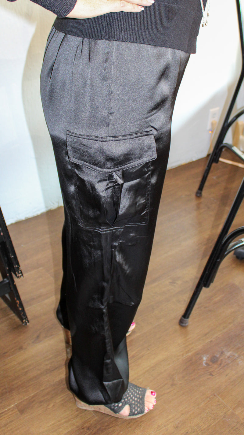 Taryn Satin Cargo Pants